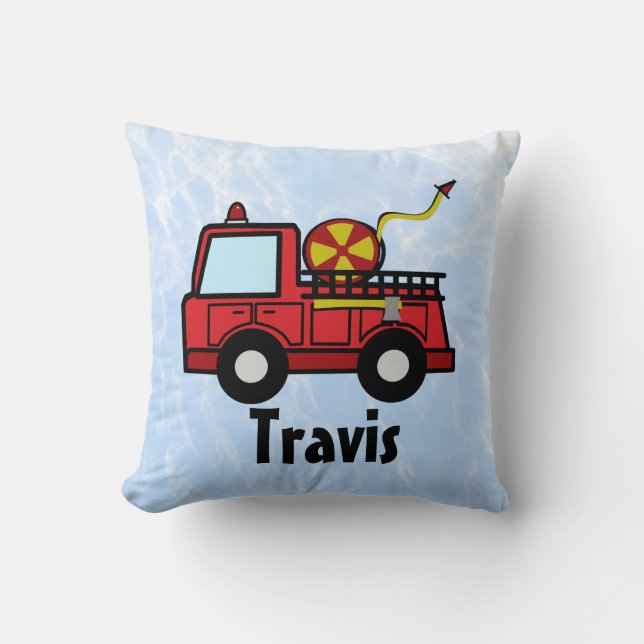 Fire Truck Personalized Throw Pillow (Front)