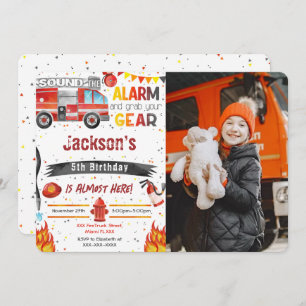 Fire Truck Photo Invitations