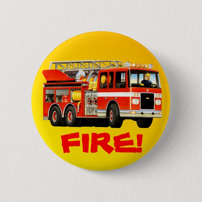 Fire Truck Pinback Button (Front)