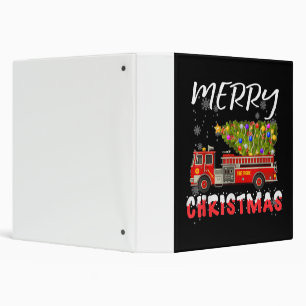 Fire Truck Pine Tree Firefighter Christmas Family 3 Ring Binder
