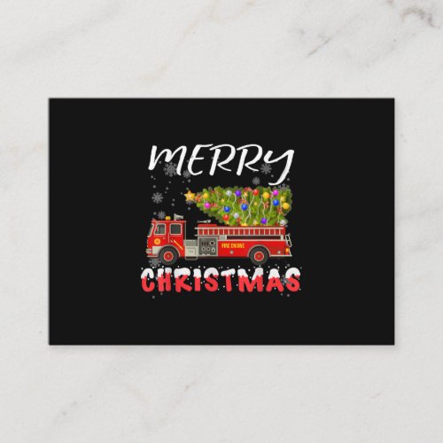 Fire Truck Pine Tree Firefighter Christmas Family Business Card