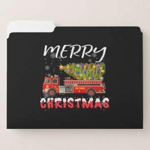 Fire Truck Pine Tree Firefighter Christmas Family File Folder