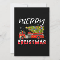 Fire Truck Pine Tree Firefighter Christmas Family