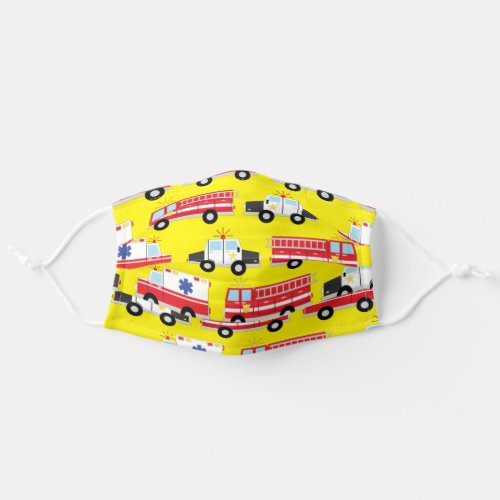 Fire Truck Police Ambulance Emergency Vehicles Adult Cloth Face Mask