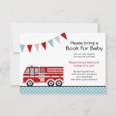 Fire Truck Polka Dot Baby Shower Bring a Book Invitation (Front)