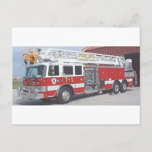 fire truck postcard