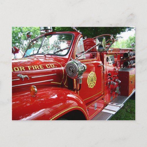 Fire truck postcard postcard