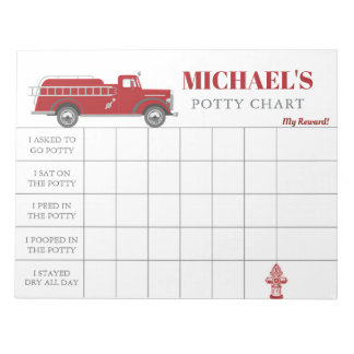 Fire Truck Potty Chart Personalized Name & Tasks Notepad