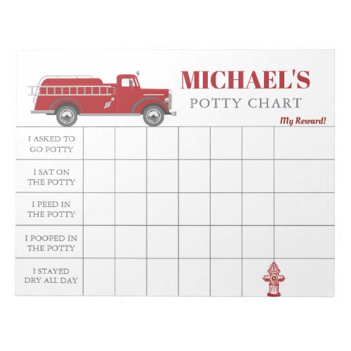 Fire Truck Potty Chart Personalized Name  Tasks Notepad