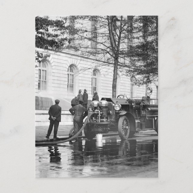 Fire Truck Power Wash, 1923 Postcard (Front)