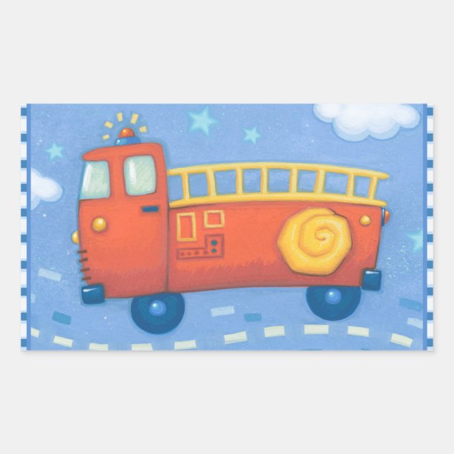 Fire Truck Rectangular Sticker (Front)