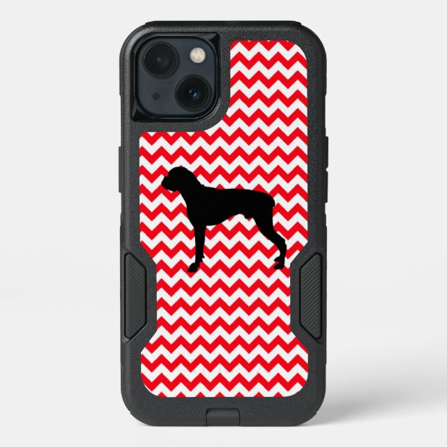 Fire Truck Red Chevron With Boxer Otterbox iPhone Case (Back)