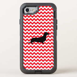 Fire Truck Red Chevron With Dachshund OtterBox Defender iPhone SE/8/7 Case