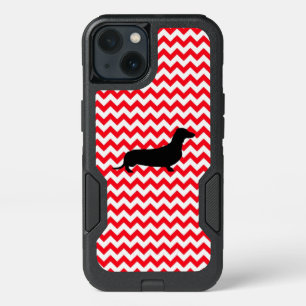 Fire Truck Red Chevron With Dachshund iPhone 13 Case
