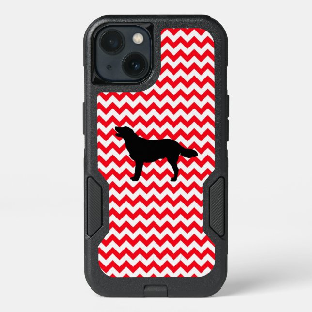 Fire Truck Red Chevron With Golden Silhouette Otterbox iPhone Case (Back)
