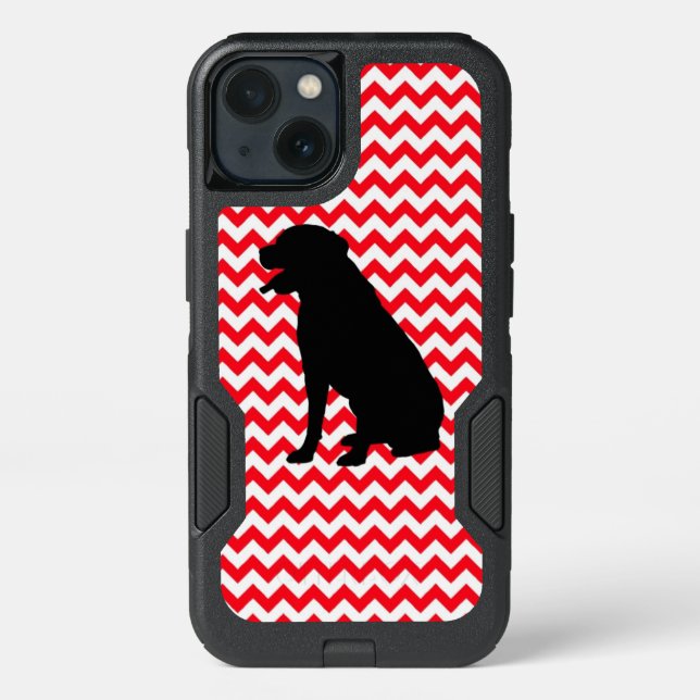 Fire Truck Red Chevron With Lab Silhouette Otterbox iPhone Case (Back)