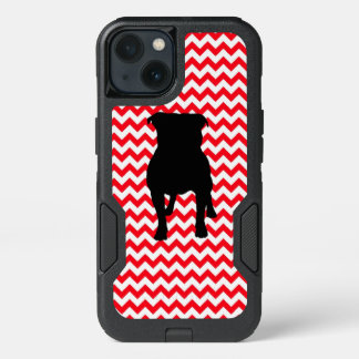 Fire Truck Red Chevron With Pug Silhouette iPhone 13 Case