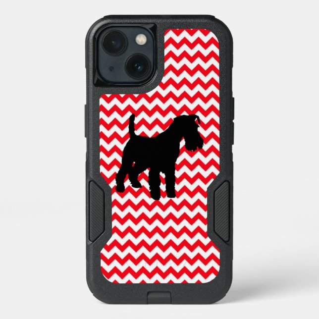 Fire Truck Red Chevron With Schnauzer Otterbox iPhone Case (Back)