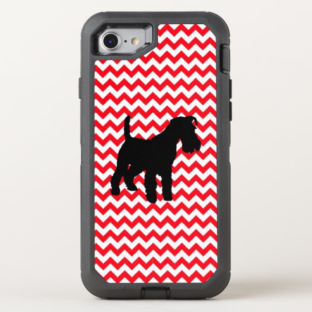 Fire Truck Red Chevron With Schnauzer Otterbox iPhone Case (Back)