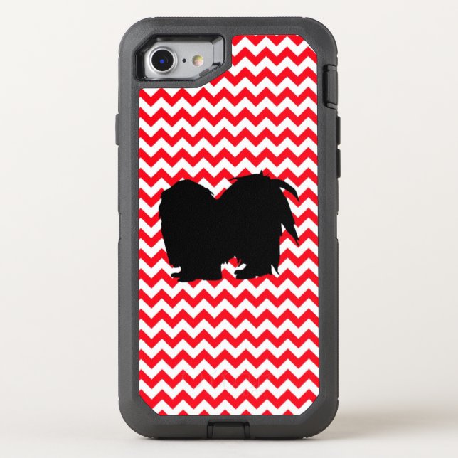 Fire Truck Red Chevron With Shih Tzu Silhouette Otterbox iPhone Case (Back)