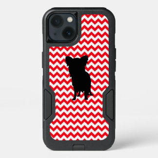 Fire Truck Red Chevron With Yorkie Silhouette iPhone 13 Case