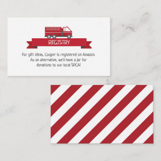 Fire Truck Registry Card for Firefighter Birthday