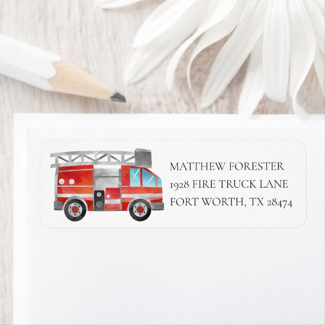 Fire Truck Return Address Labels (Insitu)