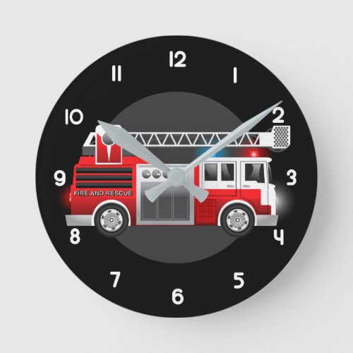 Fire truck round clock