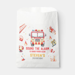 Fire Truck Sound the Alarm Baby Shower Favor Bag