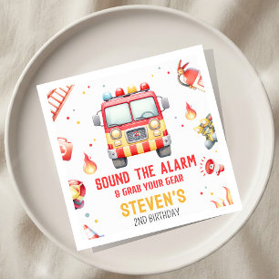 Fire Truck Sound the Alarm Baby Shower Napkins