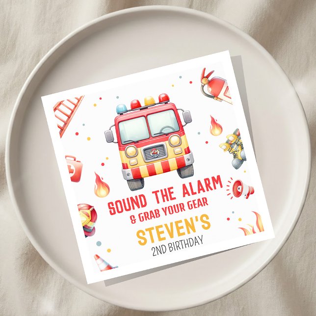 Fire Truck Sound the Alarm Baby Shower Napkins (Creator Uploaded)