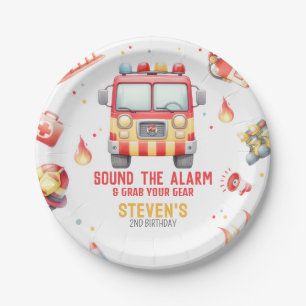 Fire Truck Sound the Alarm Baby Shower Paper Plates
