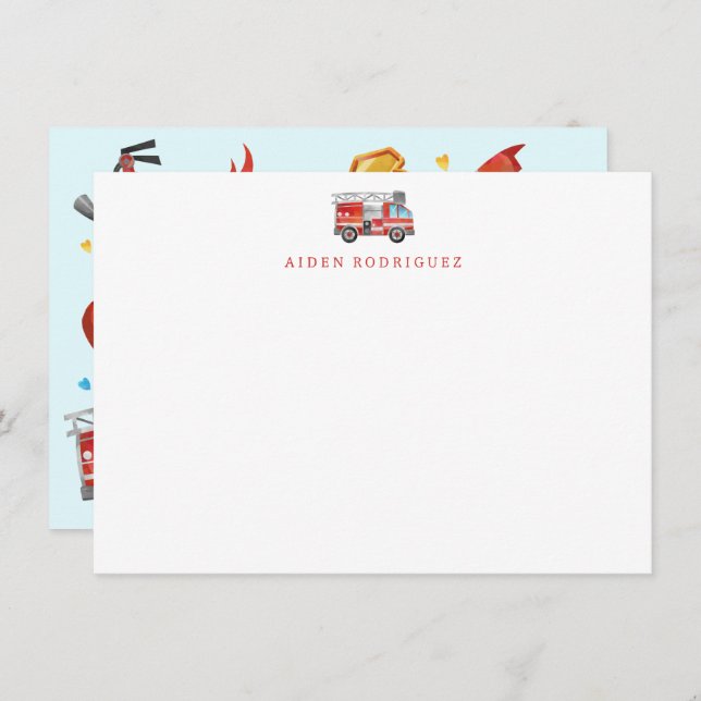 Fire Truck Stationery - Fire Man Thank You Notes (Front/Back)
