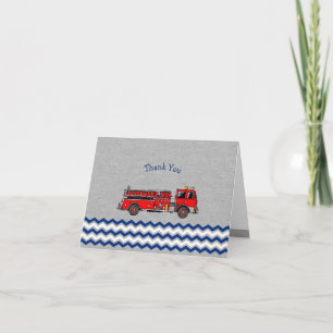 Fire Truck thank you note, baby shower or birthday Card