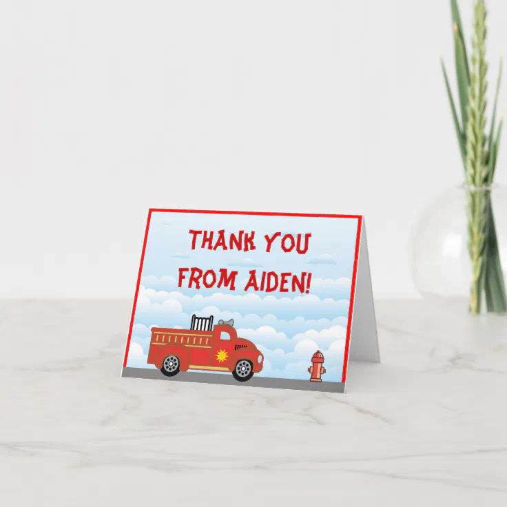 Fire Truck Thank You Note Card | Zazzle