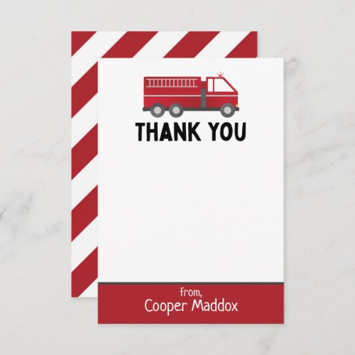 Fire Truck Thank You Note for Firefighter Birthday