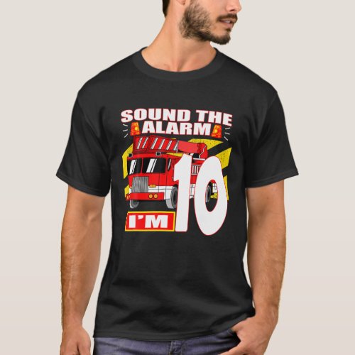 Fire Truck Theme _ 10 Yearl Old Birthday T_Shirt