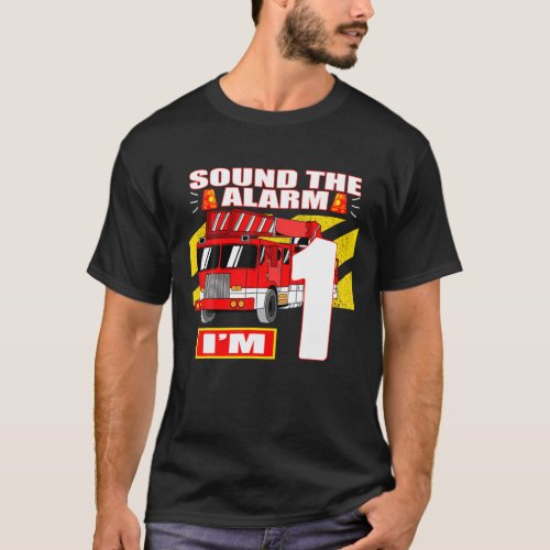 Fire Truck Theme _ 1 Yearl Old Birthday T_Shirt