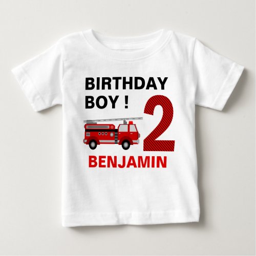 Fire Truck Theme 2nd Birthday Party Baby T_Shirt
