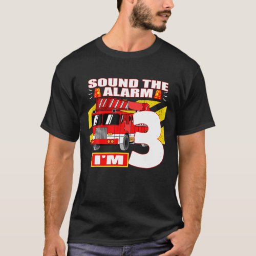 Fire Truck Theme _ 3 Yearl Old Birthday T_Shirt