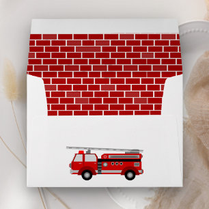 Fire Truck Theme Birthday Party Envelope