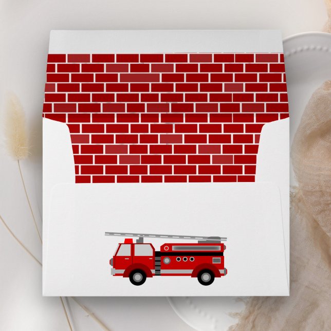 Fire Truck Theme Birthday Party Envelope (Creator Uploaded)