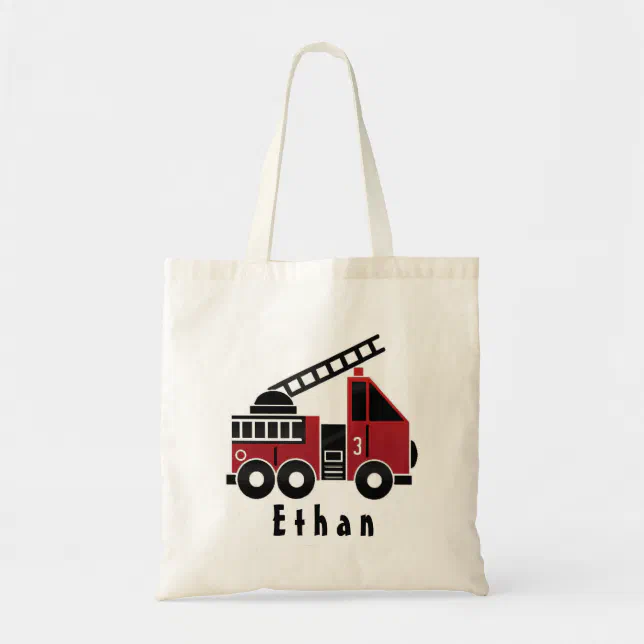 CafePress Little Red Fire Truck Tote Bag - Natural Canvas Reusable Shopping Bag (Small Or Medium)
