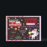Fire Truck & Unicorn Joint Birthday Invitation<br><div class="desc">Create a truly unforgettable celebration with this adorable Fire Truck & Unicorn Joint Birthday Invitation, perfect for a shared birthday party for siblings, twins, or best friends. This unique split-theme design features a bright red fire truck for little heroes and a sweet watercolor unicorn for a magical touch, bringing two...</div>