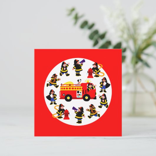 Fire Truck with Busy Firefighters (Standing Front)