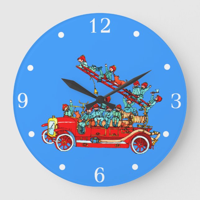Fire Truck with Kids Wall Clock (Front)