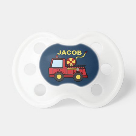 Fire Truck With Name Pacifier