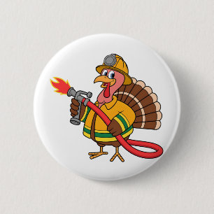 Fire trucks Firefighter Thanksgiving Turkey Button
