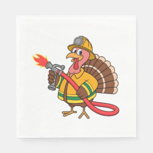 Fire trucks Firefighter Thanksgiving Turkey Napkins