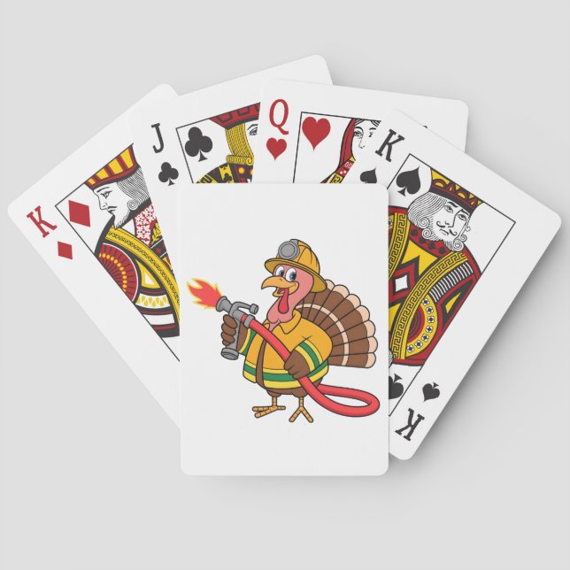 Fire trucks Firefighter Thanksgiving Turkey   Poker Cards (Back)